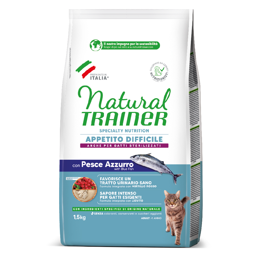 Trainer Natural Cat Natural Trainer Exigent Adult met blauwbaars brokken voor katten - 1,5 kg
