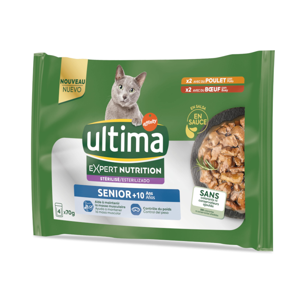 Affinity Ultima Ultima Cat Expert Nutrition Senior Kip & Rundvlees - 4 x 70 g