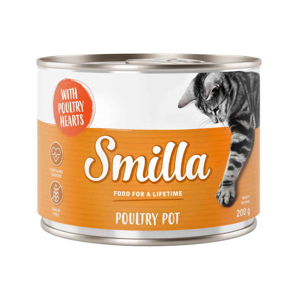 Smilla 6x200g Gevogeltepannetje Mals Gevogelte met Gevogelteharten  Kattenvoer