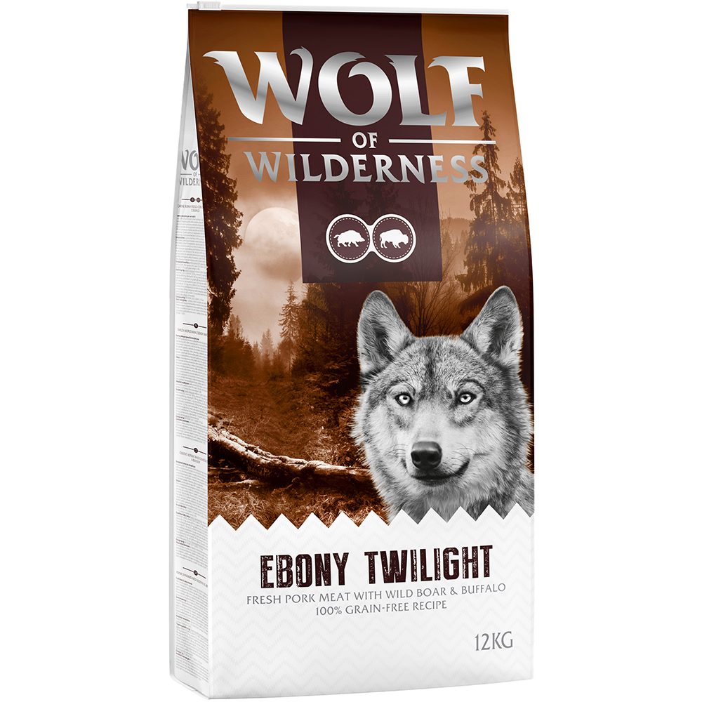 Wolf of Wilderness 2x12kg Ebony Twilight Wild Zwijn & Buffel  Hondenvoer
