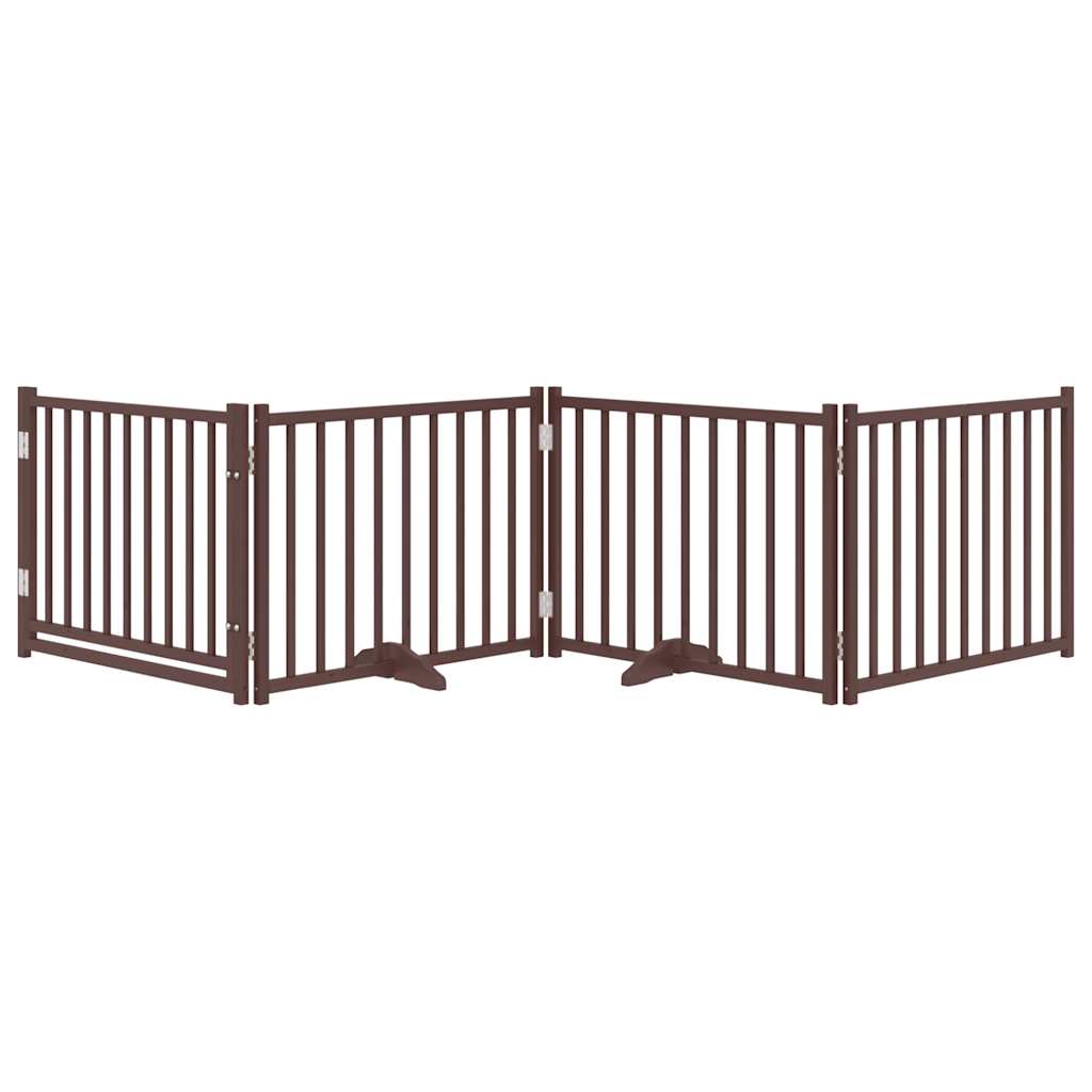 vidaXL Hondenhek inklapbaar 4panelen 320cm massief vurenhout bruin eik