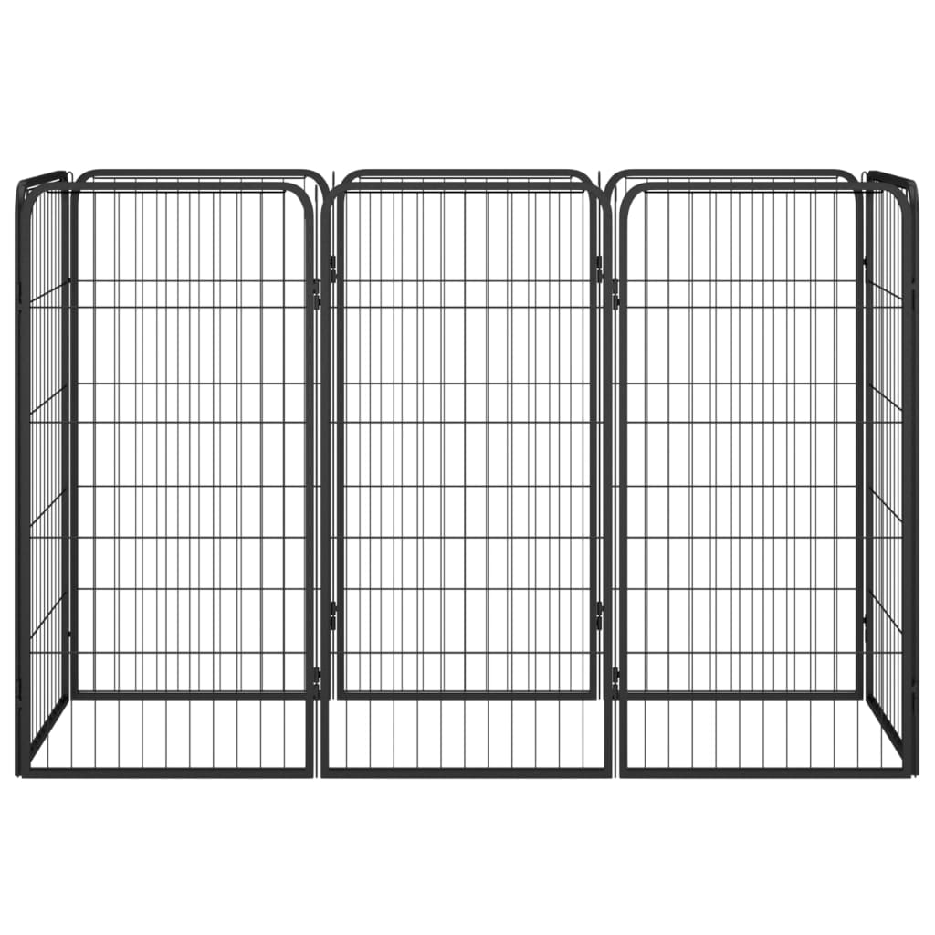 vidaXL Hondenkennel 8 panelen 50x100 cm gepoedercoat staal zwart