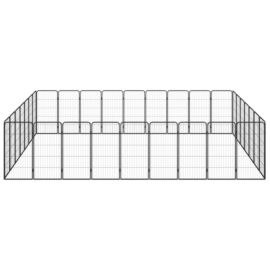 vidaXL Hondenkennel 32 panelen 50 x 100 cm gepoedercoat staal zwart