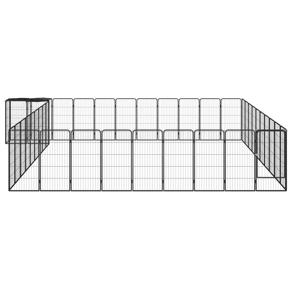 vidaXL Hondenkennel 42 panelen 50x100 cm gepoedercoat staal zwart