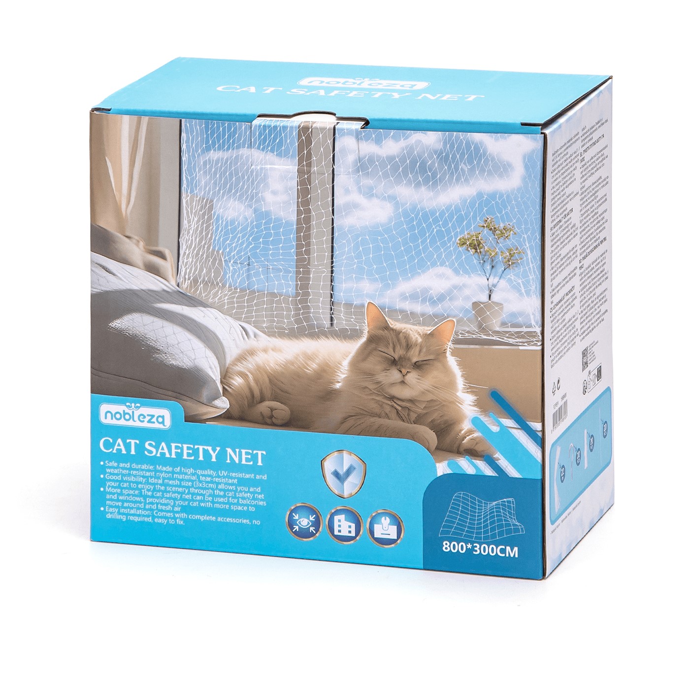 Nobleza Kattennet - 3x8 meter - Transparant