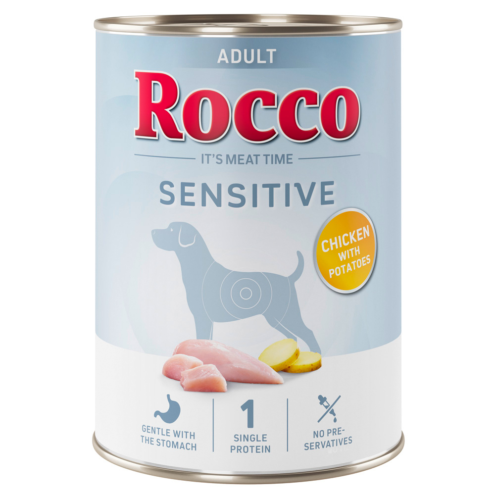 Rocco Voordeelpakket  Sensitive 24 x 400 g Nieuwe receptuur – 24 x 400 g: Kip met Aardappelen