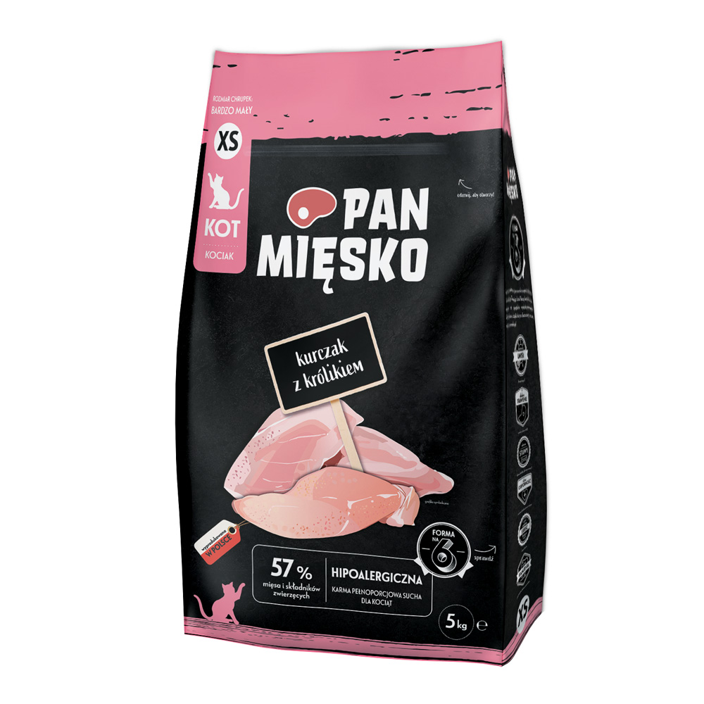 PAN MIĘSKO 5kg Pan Mięsko Kitten Kip met konijn XS droogvoer voor katten