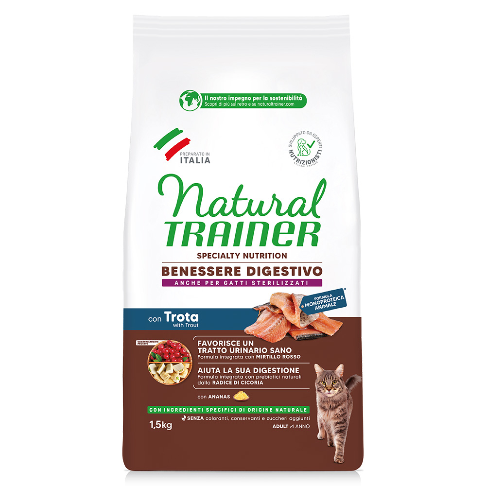 Trainer Natural Cat Natural Trainer Sensitive Graanvrij met Forel Brokken voor Katten - Dubbelpak: 2 x 1,5 kg