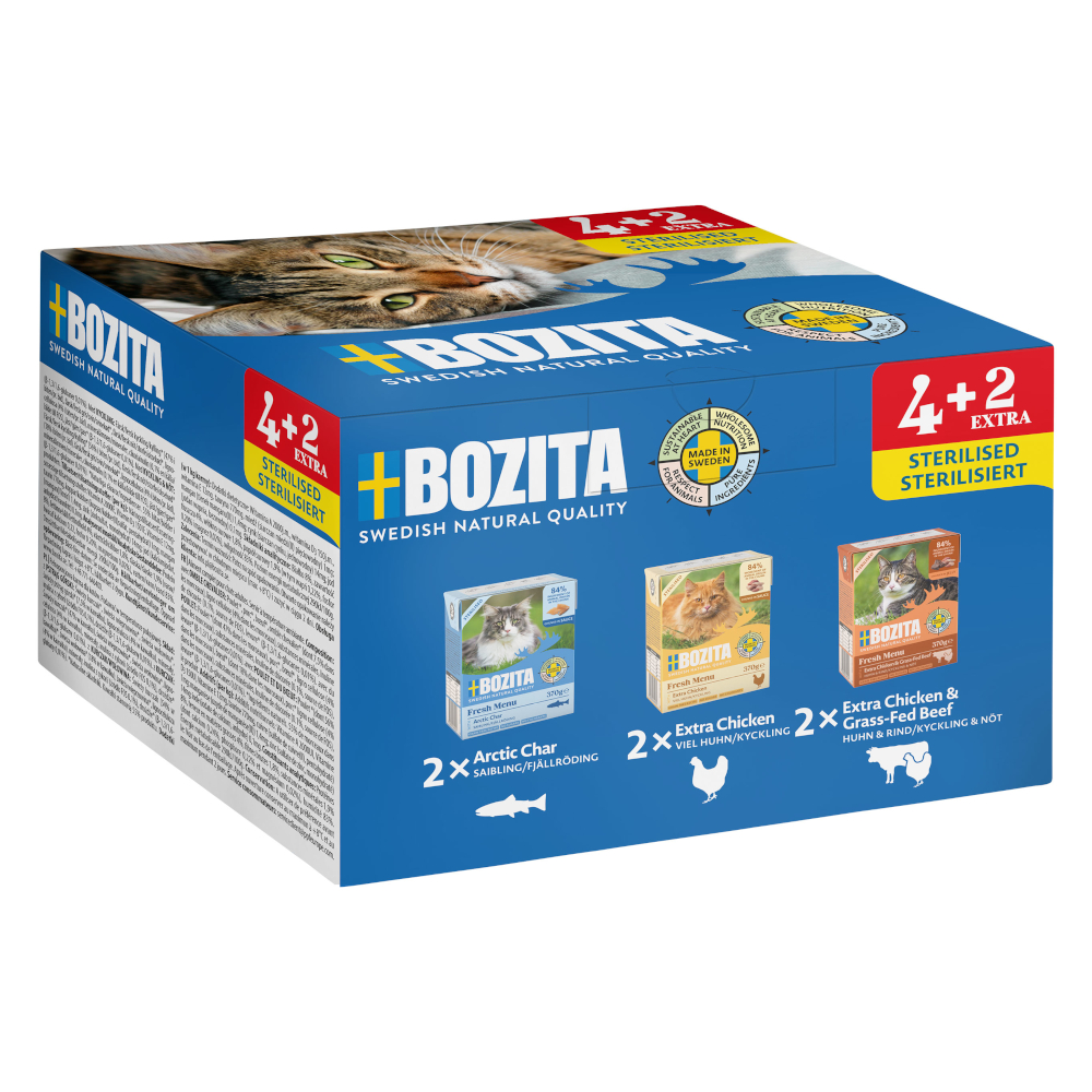 Bozita Tetra Stukjes in Gelei  6 x 370 g Kattenvoer - Sterilized Mix (3 soorten)