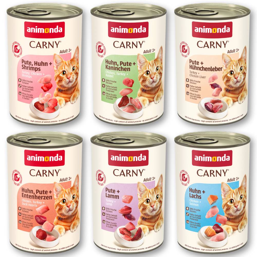 Animonda Carny 12 x 400 g Mix Gevogelte (6 soorten - zonder Rund) Adult  Adult Kattenvoer