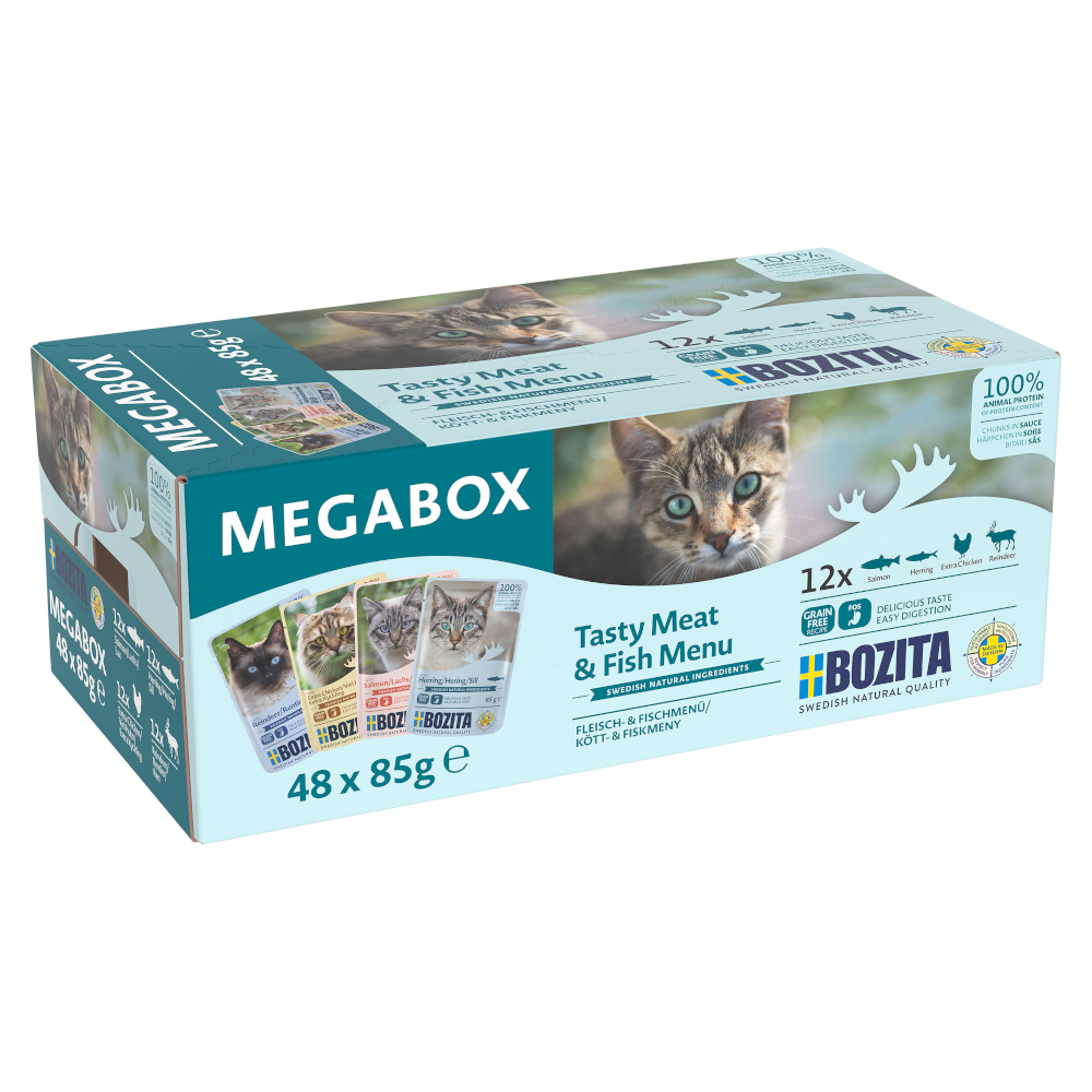 Bozita 48x85g  hapjesin saus pouch mix (4 smaken) nat kattenvoer