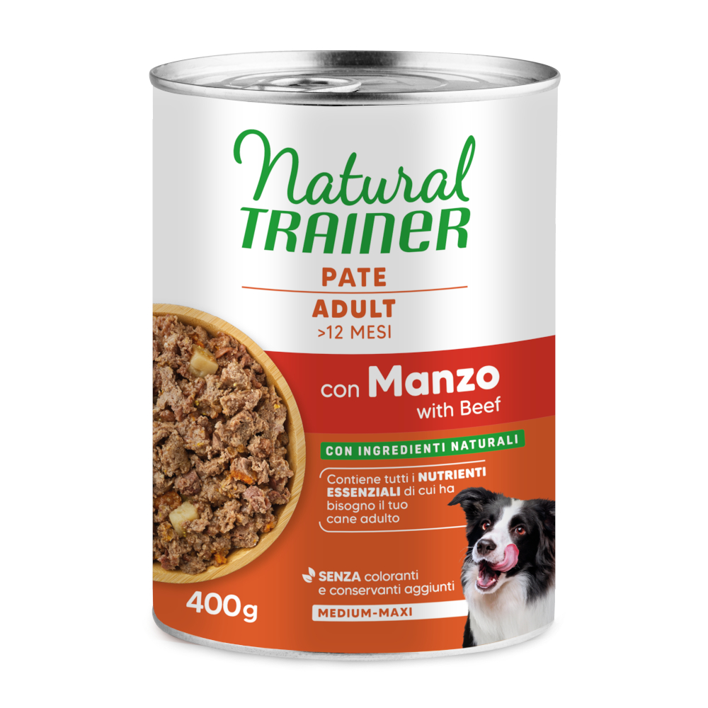 Trainer Natural Dog Natural Trainer Volwassen Medium/Maxi 6 x 400 g - 12 x 400 Rundvlees