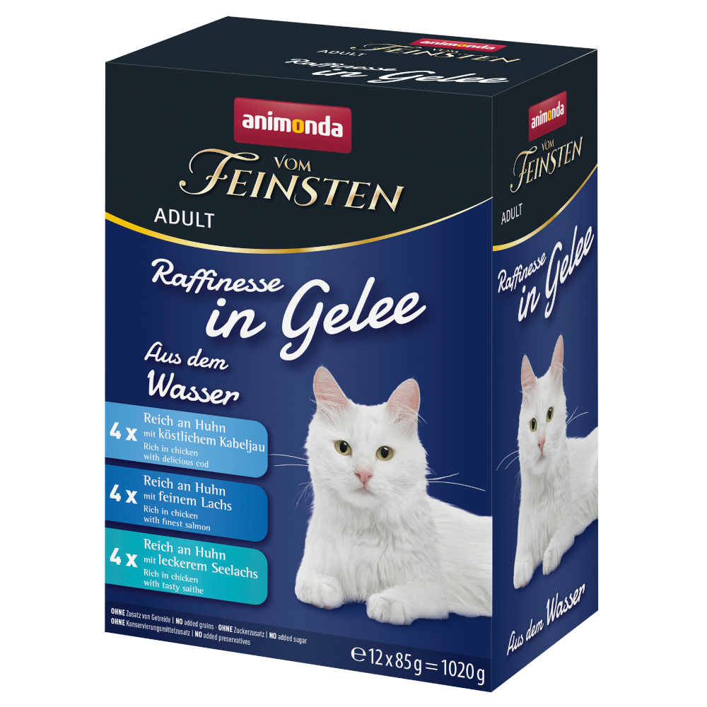 Animonda Vom Feinsten 12x85g Mixpack Rassen uit het water (3 soorten)  Adult Raffinesse in gelei nat kattenvoer
