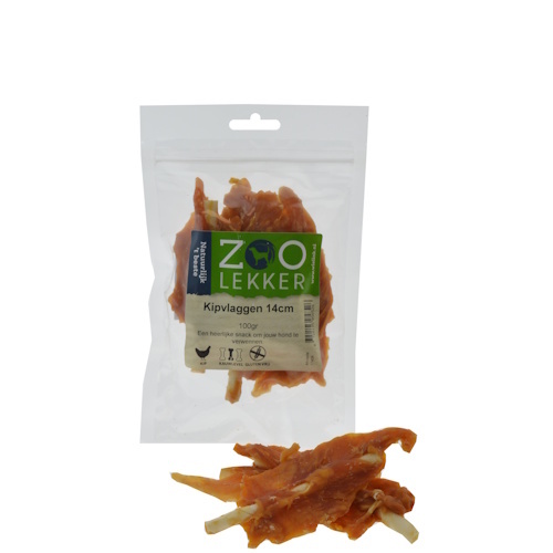 Zoolekker Kipvlaggen 14 cm - smakelijke hondensnack in 100 g en 400 g verpakkingen 100 Gram