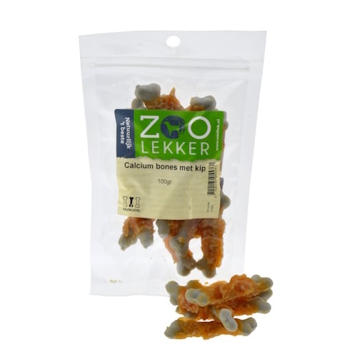 Zoolekker Calcium bones met kip - hondensnack in 100 g en 400 g verpakkingen 100 Gram
