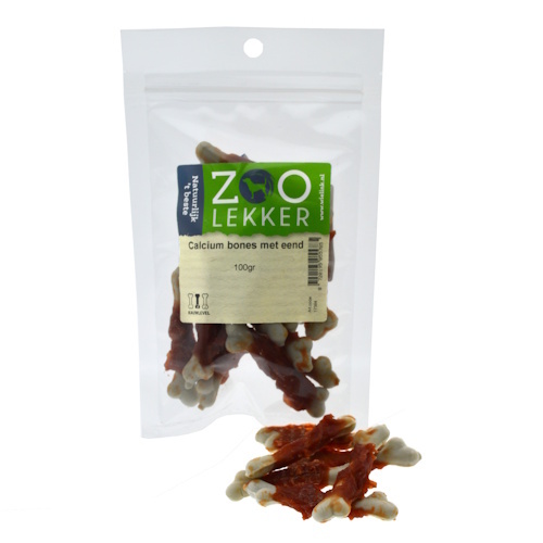 Zoolekker Calcium bones met eend - hondensnack in 100 g en 400 g verpakkingen 100 Gram