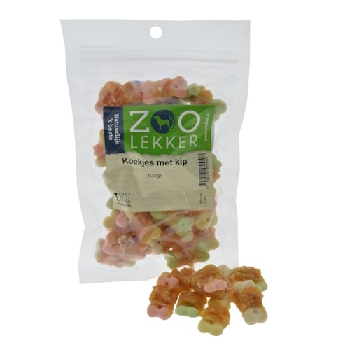 Zoolekker Koekjes met kip - kleurrijke hondensnack met kip, 100 g en 400 g verpakkingen 100 Gram