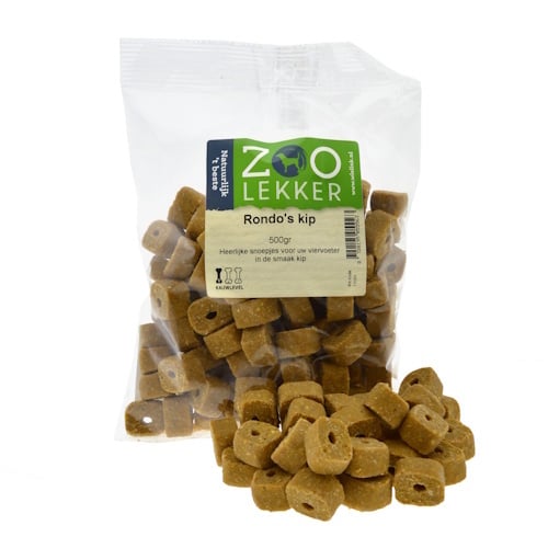 Zoolekker Rondo’s kip hondensnack - suikervrije semi-moist trainers en traktaties, 500 g