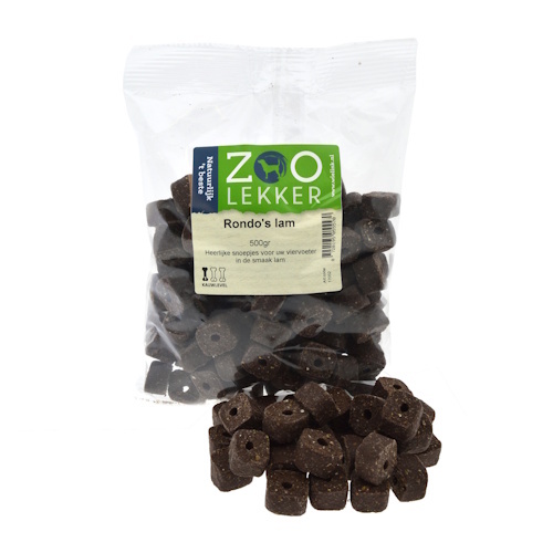 Zoolekker Rondo’s lam hondensnack - suikervrije semi-moist trainers en traktaties, 500 g
