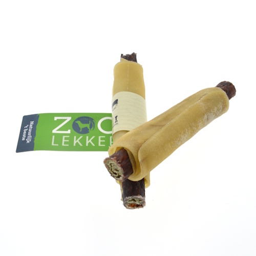 Zoolekker Stick in rawhide met pens hondensnack - natuurlijke kauwstaaf van rund, 17 cm