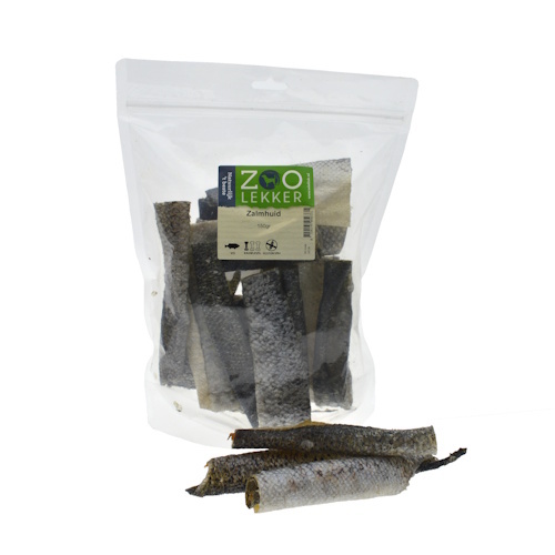 Zoolekker Zalmhuid hondensnack - gedroogde huid rijk aan omega vetzuren, 150 g