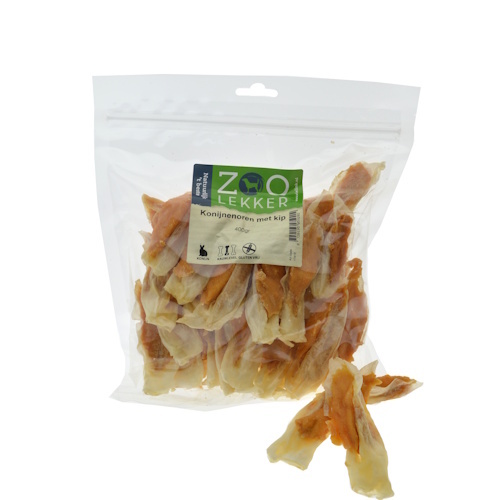 Zoolekker Konijnenoren met kip - gezonde hondensnack in 100 g en 400 g verpakkingen 400 Gram