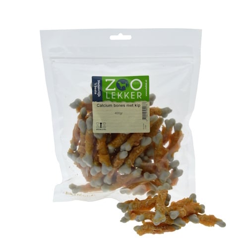 Zoolekker Calcium bones met kip - hondensnack in 100 g en 400 g verpakkingen 400 Gram