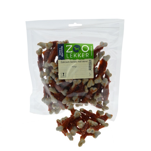 Zoolekker Calcium bones met eend - hondensnack in 100 g en 400 g verpakkingen 400 Gram