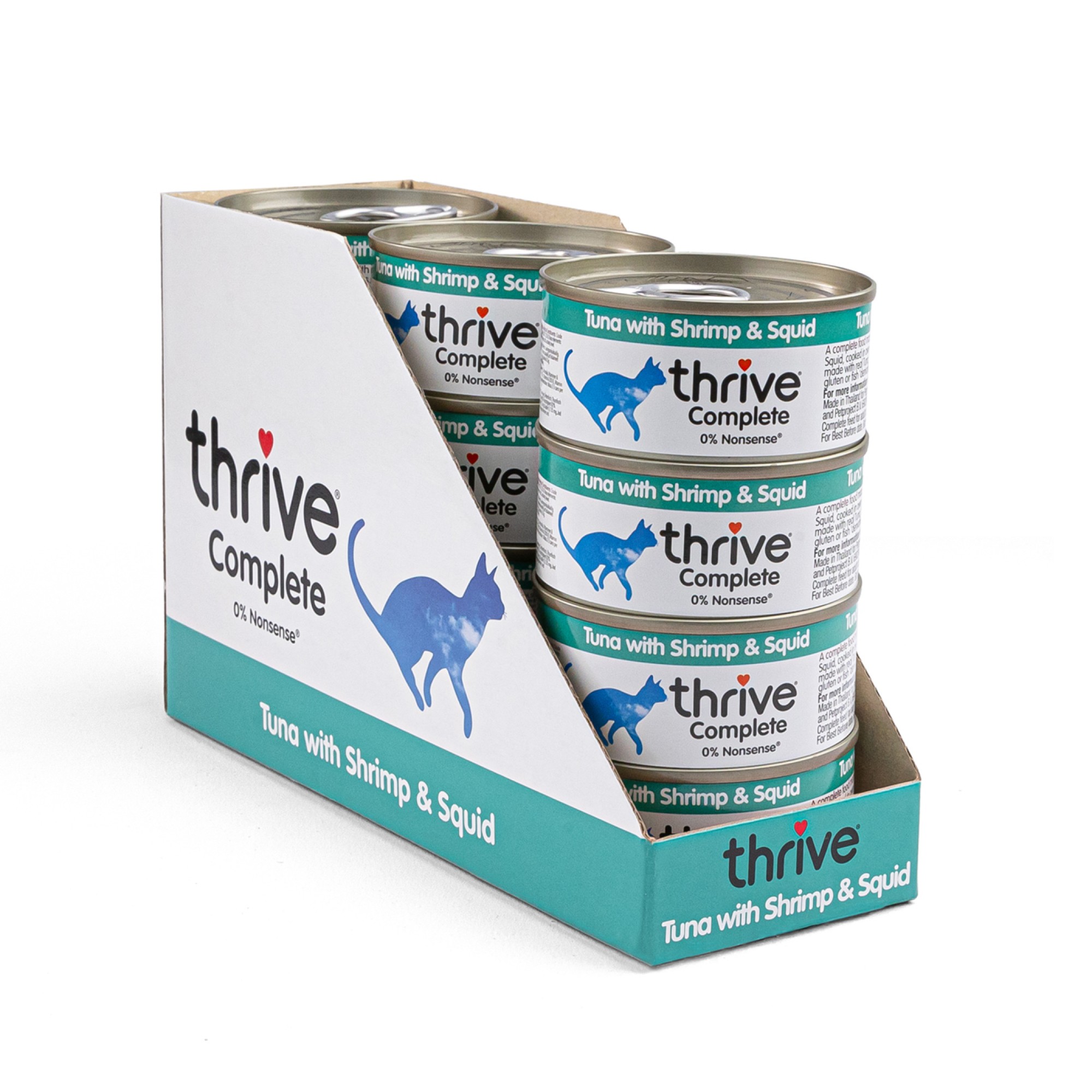 Thrive natvoeding voor de kat Tonijn met garnalen en inktvis 75 gr. - per 12 stuks