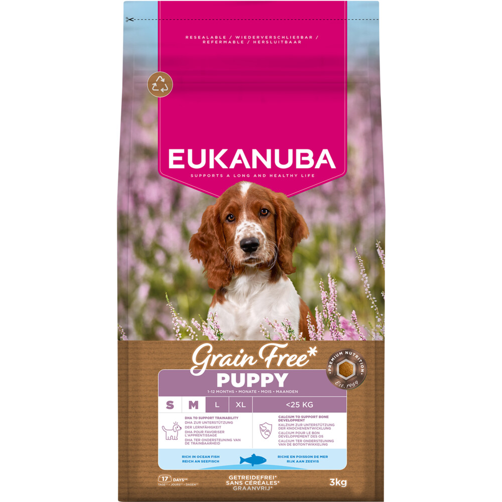 Eukanuba 3x  Hondenvoer Droog Grain Free Small/Medium Ocean Fish Puppy 3 kg