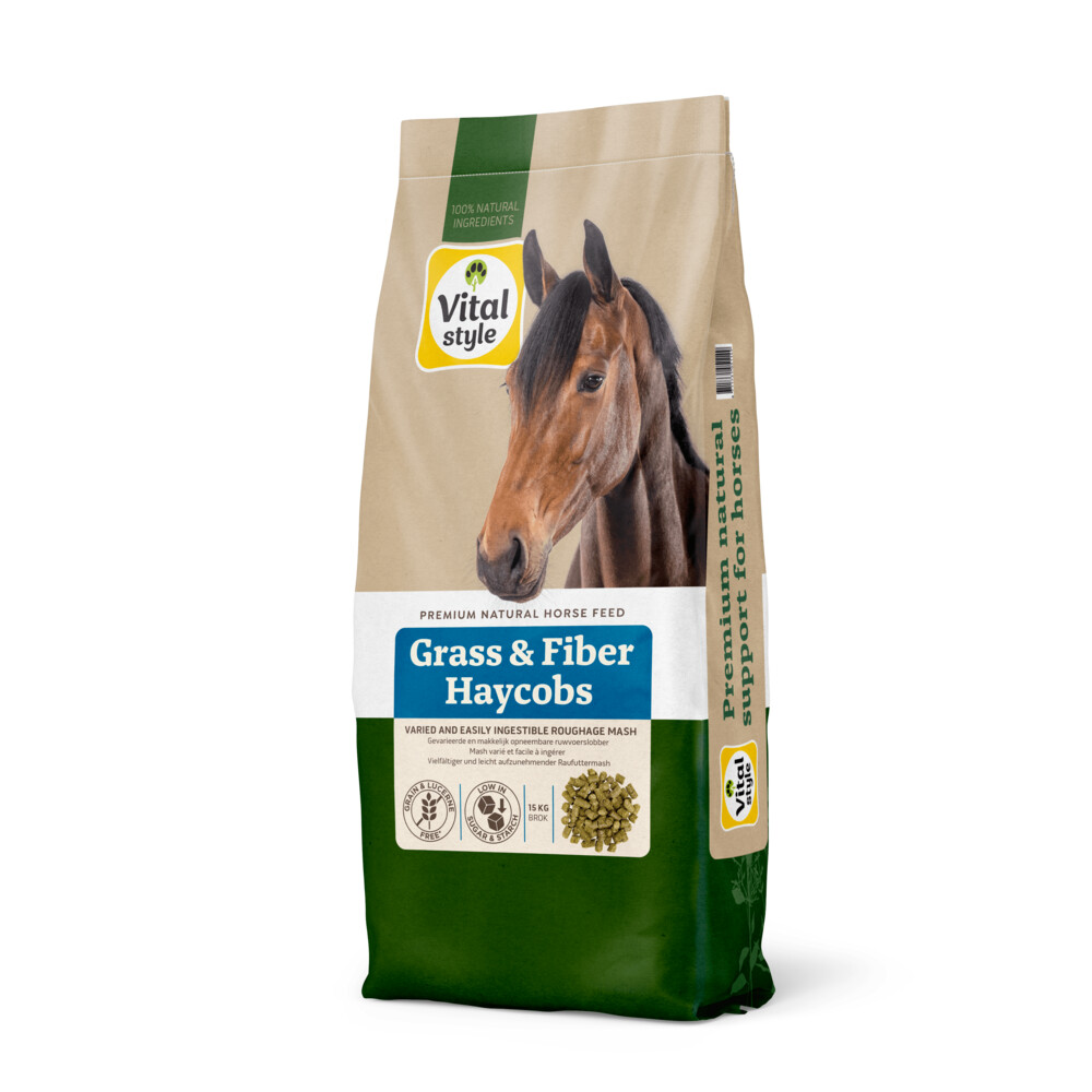 Vitalstyle Paardenvoer Haycobs Gras&Fiber 15 kg