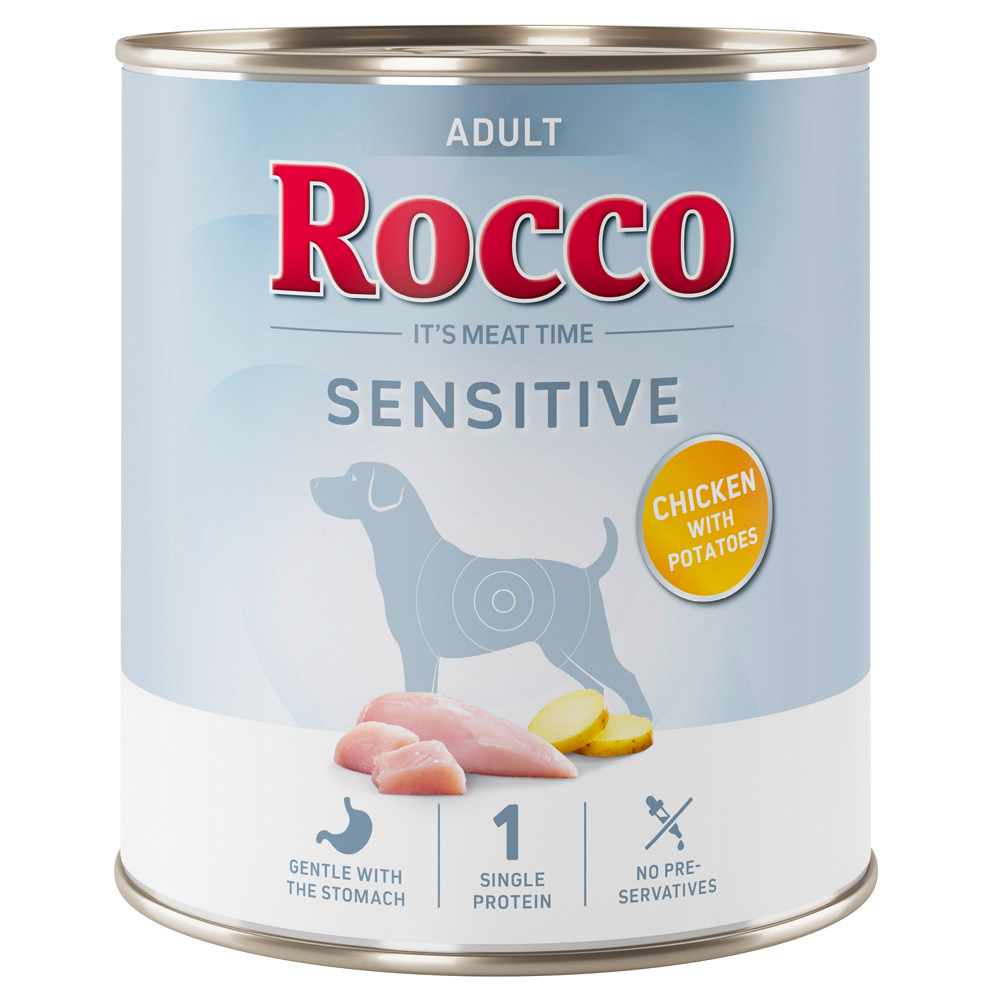 Rocco Voordeelpakket:  Sensitive 24 x 800 g Nieuwe receptuur – 24 x 800 g: Kip met aardappelen
