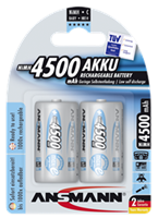 ANSMANN NiMH Akku max E, Baby (C), 4.500 mAh, 2er Blister