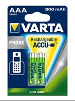 Oplaadbare AAA batterij (potlood) Varta Phone HR03 NiMH 800 mAh 1.2 V 2 stuk(s)