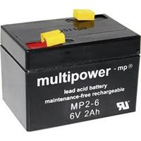 Multipower MP2-6 Bleiakku 6V 2Ah Blei-Vlies (AGM) (B x H x T) 75 x 53 x 51mm Flachstecker 4.8m