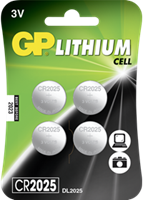 Knopfzelle GP Lithium CR2025, 3 Volt, 4er Blister