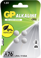 Knopfzelle GP Alkaline LR44, 76A, 1,5 Volt, 4er Blister