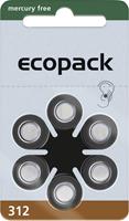 Ecopack ECO312 Knopfzelle ZA 312 Zink-Luft 161 mAh 1.4V 6St. S362031