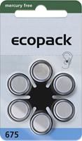 Ecopack ECO675 Knopfzelle ZA 675 Zink-Luft 620 mAh 1.4V 6St. S362081
