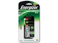 Energizer Minioplader inclusief 2 AA batterijen. 2 individuele AA/AAA oplaadvakken. 's nachts opladen. NiMH (set 3 stuks)