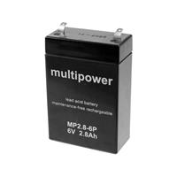 multipower MP2,8-6P Loodaccu 6 V 2.8 Ah Loodvlies (AGM) (b x h x d) 66 x 104 x 33 mm Kabelschoen 4.8 mm Onderhoudsvrij, Geringe zelfontlading