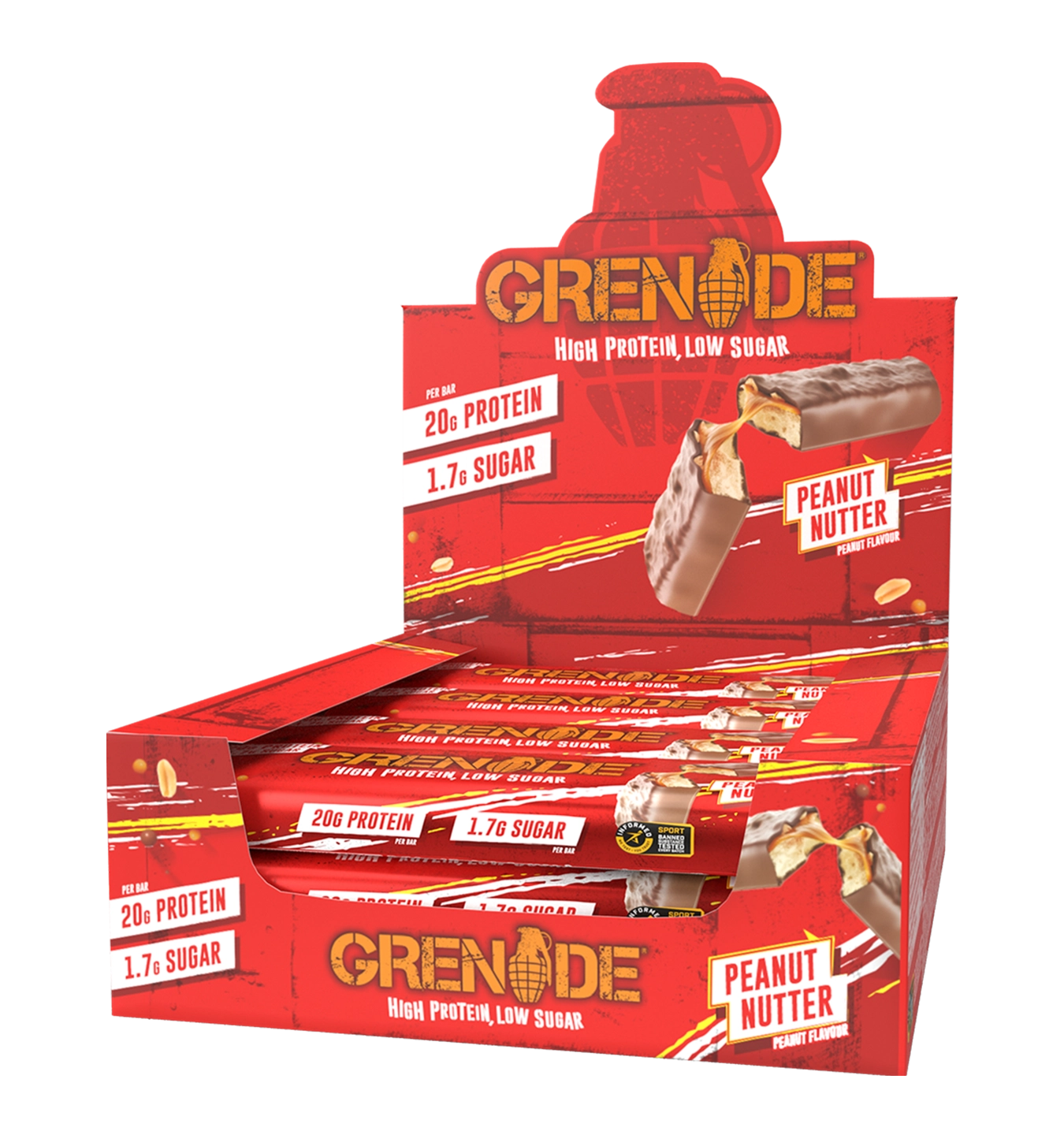 Grenade Protein Bars - 12 repen - Peanut Butter