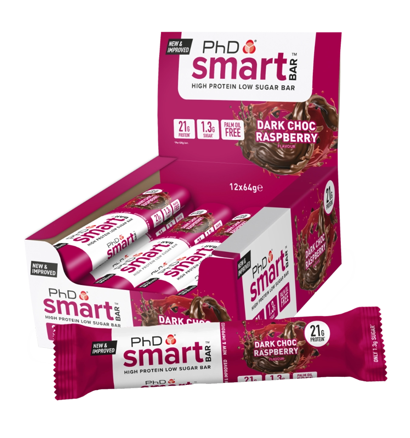 PhD Smart Bar - 12 repen - Dark Choco Raspberry