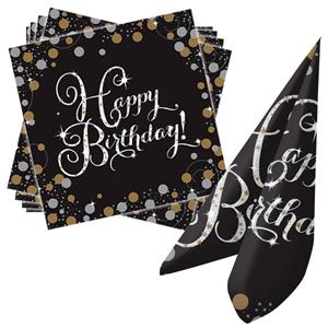 Amscan Sparkling Happy Birthday Servietten im 16er Pack, 33cm x 33cm