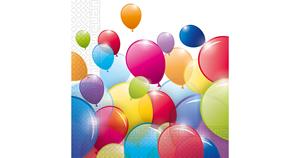 Procos Servietten Flying Balloons - kompostierbar 3-lagig 33x33cm, 20 Stück mehrfarbig