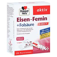 Queisser Pharma & Co. KG Doppelherz aktiv Eisen-Femin Direct mit Vitamin C + B6 + B12 + Folsäure 20 Stück