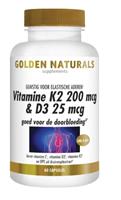 Golden Naturals Vitamine k2 200 mcg & d3 25 mcg 60 Capsules