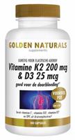 Golden Naturals Vitamine k2 200 mcg & d3 25 mcg 180 Capsules