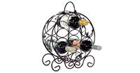 Decopatent Staand Rond Wijnrek met Wijn Bladeren - Flessenrek voor 7 wijnflessen - Wijnrekken wijn flessen - Wijnrekje - Metaal