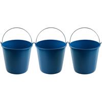 Hega Hogar 3x Blauwe schoonmaakemmers/huishoudemmers 16 liter 32 x 28 cm -